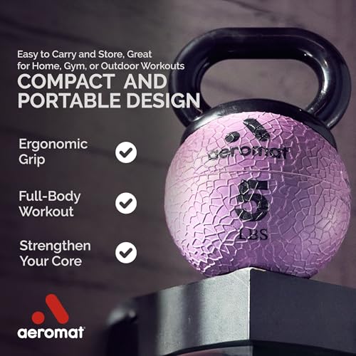 Aeromat Elite Mini Kettlebell Medicine Ball - 6" Diameter Weighted Exercise Ball for Training, Color-Coded Kettlebell Weight - color: Light Blue
