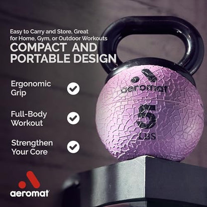 Aeromat Elite Mini Kettlebell Medicine Ball - 6" Diameter Weighted Exercise Ball for Training, Color-Coded Kettlebell Weight - color: Light Blue
