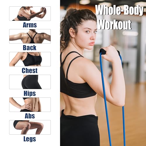 [2 Pack] Resistance Bands for Working Out with Soft Handles, Elastic Loop, Skin-Friendly Natural Latex,10 Pound Tension Long and Short Stretch, Fitness Exercise and Workout for Men and Women