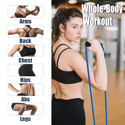 [2 Pack] Resistance Bands for Working Out with Soft Handles, Elastic Loop, Skin-Friendly Natural Latex,10 Pound Tension Long and Short Stretch, Fitness Exercise and Workout for Men and Women