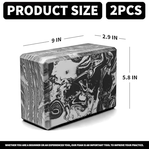 2-Pack Yoga Blocks, High-Density 9"x6"x3" Yoga Brick Foam Blocks Non-Slip EVA Foam Block Yoga Props Accessories for Yoga Pilates Stretching and Meditation