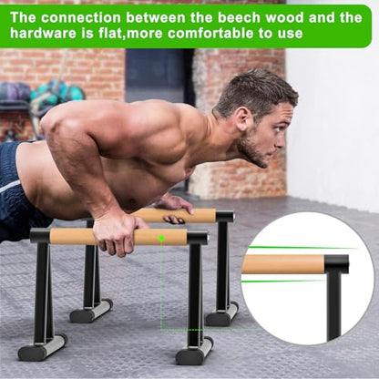 Dolibest Push Up Bar, 12'' High Parallettes Bars with 8 Rubber Feet & Foam Handle, Dip Bars with Stable Triangle Base for Calisthenics, Handstand, Gym & Home Exercise, Easy Assembly (600LB)