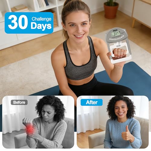 Grip Strength Tester Trainer - Dynamometer Handgrip Measurer Meter, Handheld Strengthener Exerciser for Sports, School, and Home Use