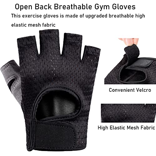 Workout Gloves for Men & Women, Fingerless Breathable & Full Palm Protection Gym Exercise Gloves for Weight Lifting, Fitness, Powerlifting, Cycling