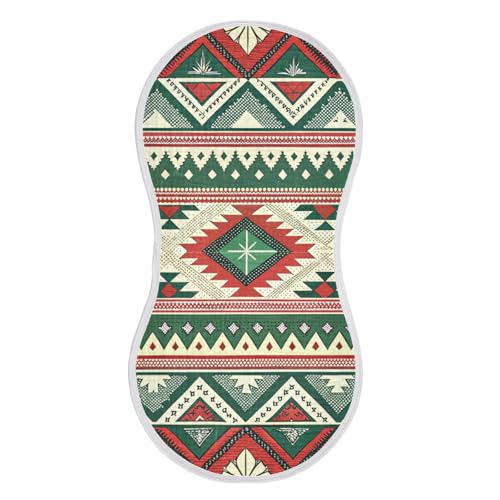 Mexican Ethnic Stripes Muslin Burp Cloths 1 Pack - Extra Large 22"x11", 4-Layer Soft Absorbent Cotton, Waterproof Backing, Baby Drool Rags for Newborn