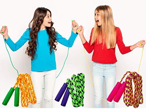 JA-RU 7ft Adjustable Jump Rope (Jump Rope) Nylon Braided Jump Ropes for Kids. Indoor & Outdoor Activities for Teens. Bulk Party Favor & Gymnastics Goodie Bag Stuffers. 1995
