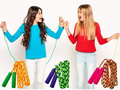 JA-RU 7ft Adjustable Jump Rope (Jump Rope) Nylon Braided Jump Ropes for Kids. Indoor & Outdoor Activities for Teens. Bulk Party Favor & Gymnastics Goodie Bag Stuffers. 1995