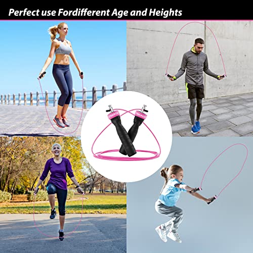 Synergee Hot Pink Jump Rope - (2) Adjustable 10 Ft Cable - Steel Ball Bearings - For CrossFit, MMA, Boxing & Fitness, Anti-Slip Handles