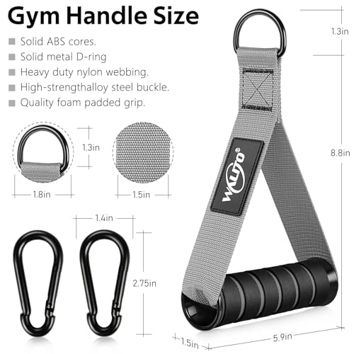 WALITO Exercise Handles, Replacement Cable Machine Attachments for Home Gym Equipment, Pulley System, Pilates, Resistance Bands, Strength Trainer, Heavy Duty Working Out Handles - color: Grey