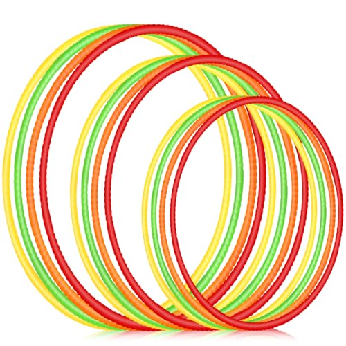 Syhood 12 Pcs Hoops for Kids Plastic, Green, Pink, Yellow, Orange - color: Green, Pink, Yellow, Orange