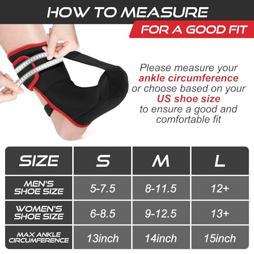 Plantar Fasciitis Night Splint Sock: Soft Plantar Fasciitis Brace with Arch Support for Sleeping Achilles Tendonitis Foot Drop Heel Pain - Plantar Fasciitis Relief for Women and Men Black-Red (Medium)
