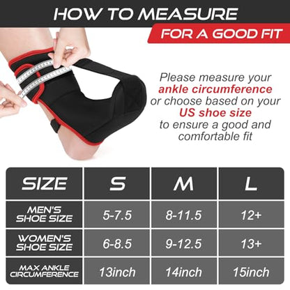 Plantar Fasciitis Night Splint Sock: Soft Plantar Fasciitis Brace with Arch Support for Sleeping Achilles Tendonitis Foot Drop Heel Pain - Plantar Fasciitis Relief for Women and Men Black-Red (Medium)