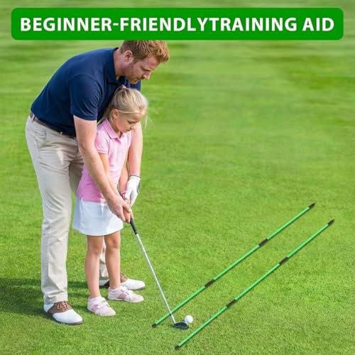 Golf Alignment Sticks 2 Pack, Collapsible Practice Rods with Tube Case, Portable Training Aid for Aiming, Putting, Swing, Training - Home & Driving Range Use