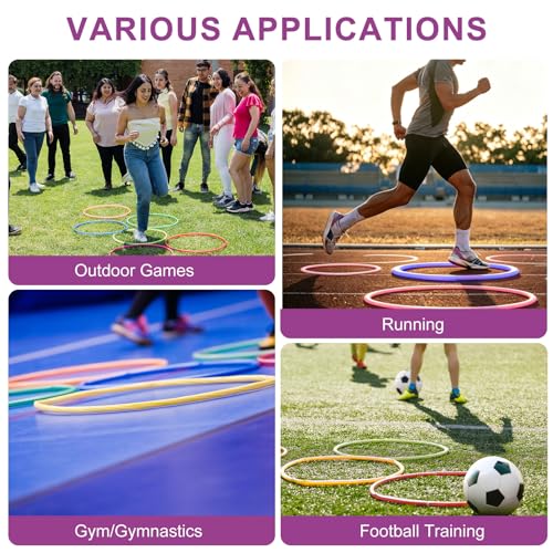 PATIKIL Agility Rings, Speed Training Rings 6 Colors Plastic Exercise Speed Circle Jumping Hoops for Gymnastic Sport Soccer