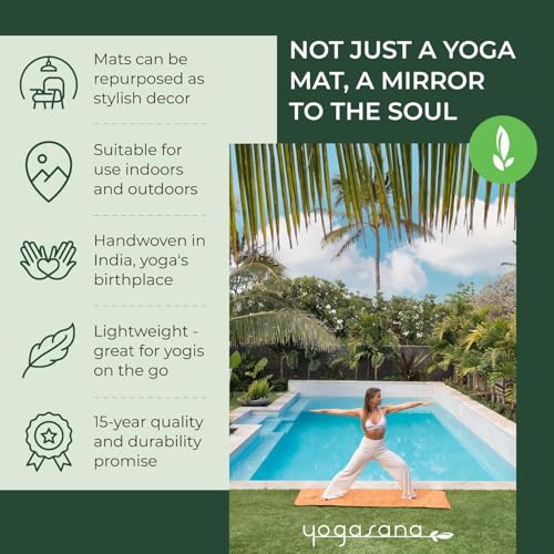 Yogasana Organic Cotton Yoga Mat - Non Slip Hand-Woven Foldable Yoga Rug Provides Excellent Comfort, Traction & Support - Travel Extra Thick Yoga Mats for Indoor & Outdoor Use - 24 x 72 Inches
