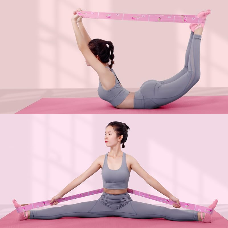 Stretching Strap with Loops, Improve Body Flexibility Elastic Yoga Stretching Strap Backbend Assist Trainer Leg Stretch Strap Home Gym Equipment for Pilates Splits Ballet Dance Gymnastics Rehab