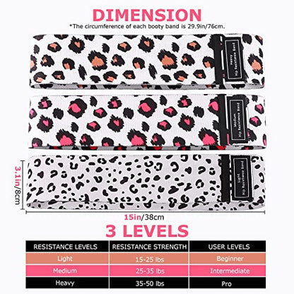 Booty Bands, 3 Levels Hip Bands, Polyester-Cotton and Latex Silk Workout Bands Resistance Bands for Home, Gym, Fitness, Pilates, Yoga (Pack of 3)