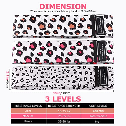 Booty Bands, 3 Levels Hip Bands, Polyester-Cotton and Latex Silk Workout Bands Resistance Bands for Home, Gym, Fitness, Pilates, Yoga (Pack of 3)
