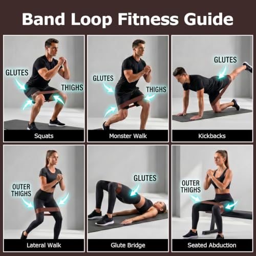 6-Pack Premium Natural Rubber Thickened Workout Resistance Bands Set for Home Gym & Physical Therapy, Anti-Snap Durable Exercise Bands for Full Body Strength Training, Legs, Glutes, Multi-Level - color: Heavy-6 Set-Coffee brown