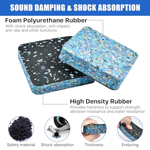 6 Pcs Anti-Vibration Rubber Mat, 4" X 4" X 0.8" Shock Absorbing Treadmill Pads, High Density Mats for Protect Floors, Washer, Dryer, Air Compressor