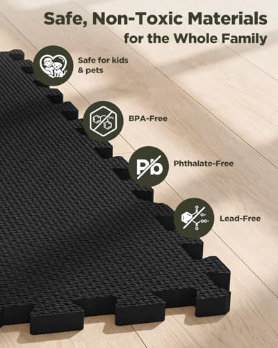 1/2" Thick 16 Pcs 64 Sq Ft EVA Foam Puzzle Exercise Mats, High-Density Interlocking Foam Floor Tiles for Home Gym, Gym Mat for Workout Equipment & Direct Exercise, Floor Padding for Kids