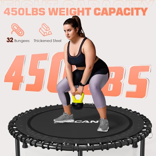 BCAN BT2 Mini Rebounder Trampoline for Adults|Bungee|No Handle|FED Fitness - color: 40-Black, size: 40IN