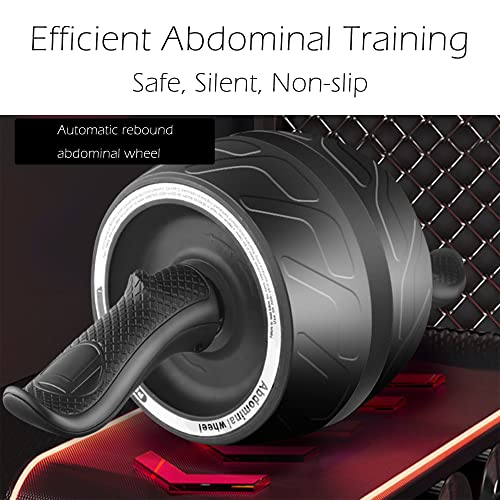 AB Wheel Roller with Resistance Spring, Automatic Rebound Core Trainer - color: Black