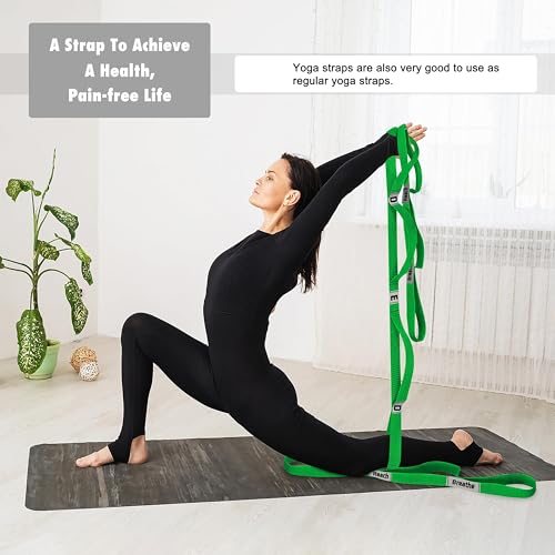 Stretching Strap Yoga Strap with 10 Loops, Non-Elastic Stretch Band for Physical Therapy, Flexibility, Exercise, Pilates, Dance & Gymnastics Workout