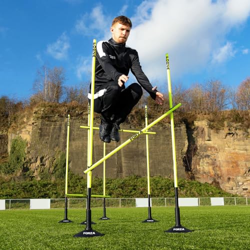 FORZA Pro Adjustable Hurdle Set | Speed & Agility Training with Rubber Bases or Ground Spikes for Extra Stability [4ft or 5ft]