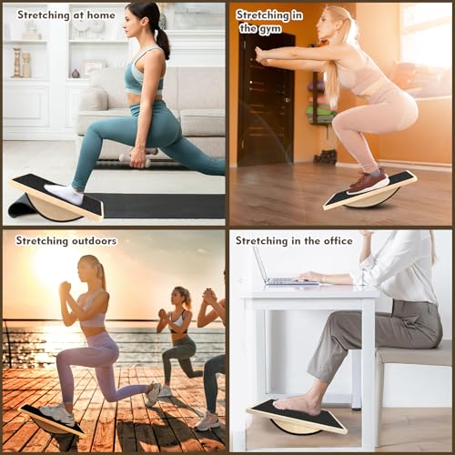 Balance Board for Adults-Anti-Slip Wobble Board for Physical Therapy, Office Balance Beam, Core Strength Trainer-Wooden Rocker Board