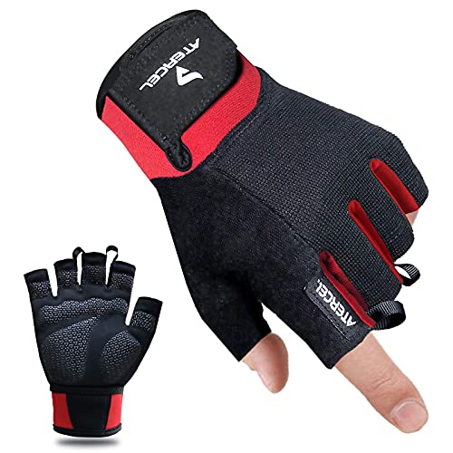 ATERCEL Workout Gloves for Men and Women, Exercise Gloves for Weight Lifting, Cycling, Gym, Training, Breathable and Snug fit - color: Red, size: X-Large