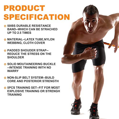 Resistance Explosive Training Set Help to Improve Power, Strength, Agility, Track and Field for Football Baseball Running Basketball Multi-Directional Equipment - color: OR-6.6ft