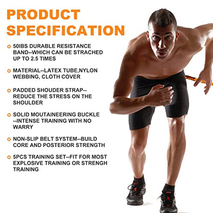 Resistance Explosive Training Set Help to Improve Power, Strength, Agility, Track and Field for Football Baseball Running Basketball Multi-Directional Equipment - color: OR-6.6ft