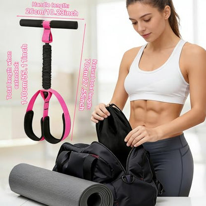 Pedal Resistance Band with Handle, 50 LBS Thickened Latex Tube Pedal Resistance Band with Soft Non-Slip Foam Foot Pedals for Women, Tension Rope Trainer for Abs, Legs,Home Gym Workout Equipment
