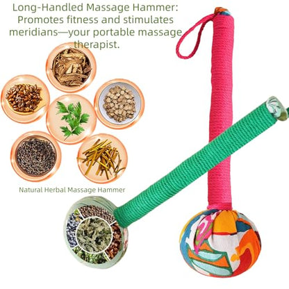 Traditional Moxa Stick Massager - Handheld Mugwort Massage Hammer for Pain Relief, Muscle Relaxation, Acupressure - Ergonomic Grip with US Design Patent.(Red, Light Green) - color: Red, Light Green