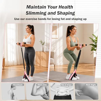 Upgraded Pedal Resistance Bands with Handles, 3 Heavy Tube Adjustable Exercise Bands Set Ideal for Women and Men, Sit Up Exercise Equipment for Abdomen, Waist, Arm, Core/ABS, Leg, Physical Therapy