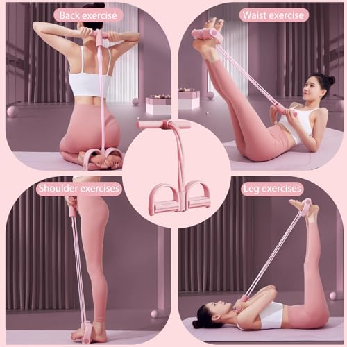 6-Tube Pedal Puller Resistance Rope,Foot Pedal Resistance Band,Yoga Elastic Exercise Bands, for Women Jump Fitness, Abdomen/Arm Weight/Waist/Leg Stretching Slimming Training - color: Pink
