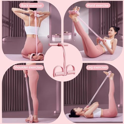 6-Tube Pedal Puller Resistance Rope,Foot Pedal Resistance Band,Yoga Elastic Exercise Bands, for Women Jump Fitness, Abdomen/Arm Weight/Waist/Leg Stretching Slimming Training - color: Pink
