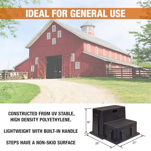 Buyers Products 3013658 Multi-Purpose Polymer Step Stool - 21 in W x 16 in H - Lightweight, Non‑Slip, Stackable UV‑Stable Plastic Step Ladder for RV, Campers, Pets, Hot Tubs, & More, Made in USA