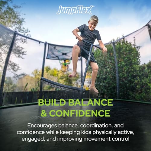 JumpFlex Trampoline Trick Scooter with Non-Slip HandleBar Grips, Black - Safe & Lightweight Foam Base Accessory for Outdoor Trampolines