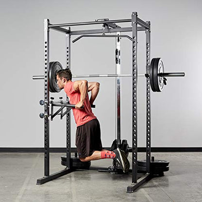 REP Fitness PR-1100 Power Rack Home Gym System, Compact Squat Cage with Multi-Grip Pull Up Bar, Adjustable, + AB-3100 Incline Bench + LAT/Row Attachment + Dip Attachment + Weight Storage