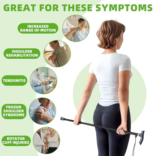 Shoulder Pulley for Physical Therapy, Foldable Shoulder Wand Rotator Cuff Rehab – Portable & Shoulder Reliever with Hook, Lightweight Stretching Tool – Durable Shoulder Exercise Equipment (Black)