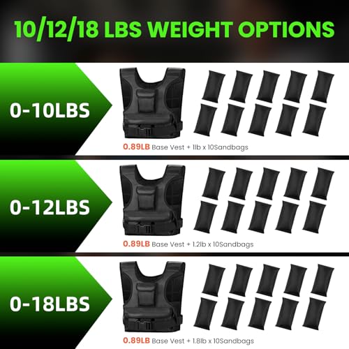 Adjustable Weighted Vest for Women, Customizable 0-18 lbs Strength Training Vest with 10 Removable Sandbag, Breathable Design, Reflective Safety Strips for Running, Hiking, and Fitness - size: 0-18 lb