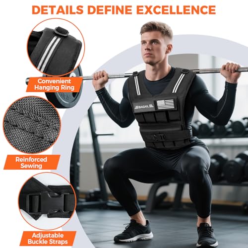 BAGAIL Weighted Vest Men, 20lb/30lb/40lb Adjustable Weight Vest for Woman with Removable Iron Weights, Women’s Rucking Vest for Walking, Workout, Running, Strength Training