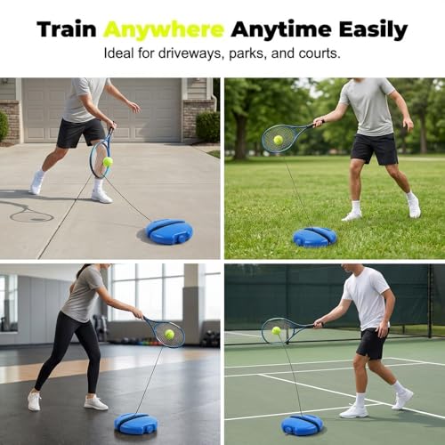 Tennis Ball Training Baseboard, Tennis Trainer Rebound Ball with String, Solo Tennis Practice Rebounder for Backyard, Court,Garage, Self Tennis Training Equipment Set for Adult,Beginner