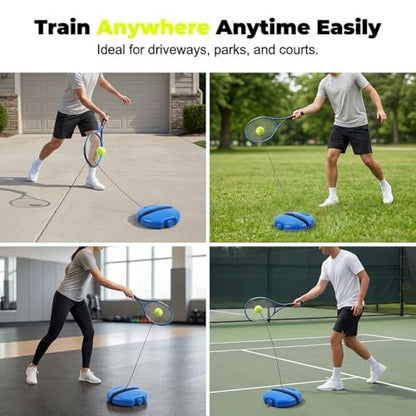 Tennis Ball Training Baseboard, Tennis Trainer Rebound Ball with String, Solo Tennis Practice Rebounder for Backyard, Court,Garage, Self Tennis Training Equipment Set for Adult,Beginner