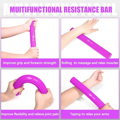 DICYWUDI Flex Therapy Bar and Grip Strength Trainers set, Physical Therapy & Resistance Bar for Golfers Elbow,Tendinitis,Wrist,Forearms Pain, Improve Grip Strength and Relieve Pain - color: ‎16pcs Orange Sets+finger Exerciser Sets