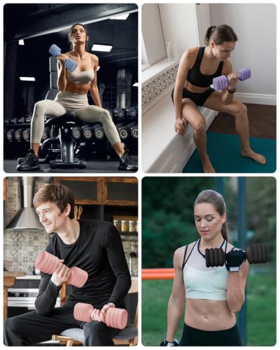 YOTTOY Adjustable Dumbbell Set of 2, 4-in-1 Hand Weights for Women at Home, Compact Free Weights Dumbbells Set with Soft Grip and Base, 2-5 lbs Each for Home Gym - color: Purple