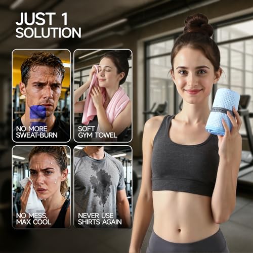 REDKISS 4 Pack Microfiber Gym Towels, Quick-Dry Sweat Towels for Workout, Yoga & Running, Soft Breathable, 39" x 16" - color: Pink/Light Blue