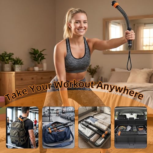 Ropeless Battle Ropes Adjustable Weight, Cordless Battle Ropes for Home Gym, Weighted Portable Battle Rope with Storage Bag, Low Impact HIIT Strength Cardio Workout Rope for Men & Women (Black)